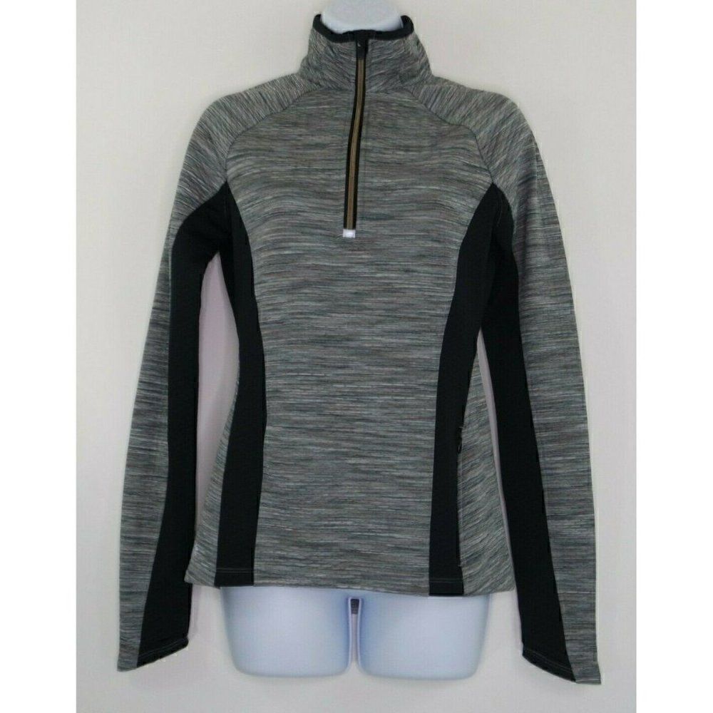 Athleta 1/2 Zip Womens Size XS Gray Black Mock Neck Sport Sweater Pullover Top